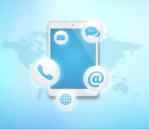 Telefon, e-posta, mesaj ve web iletişim kanallarını gösteren illüstrasyon